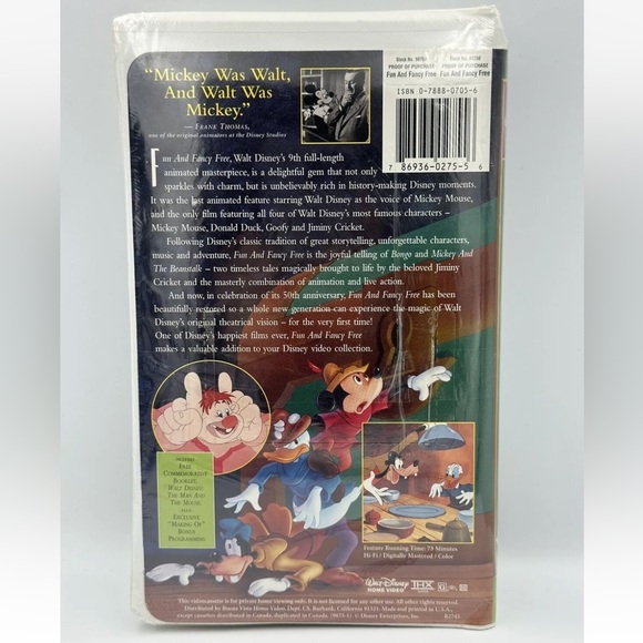VHS: SEALED Walt Disney's Masterpiece "Fun and Fancy Free" 50th Anniversary - Picture 3 of 6